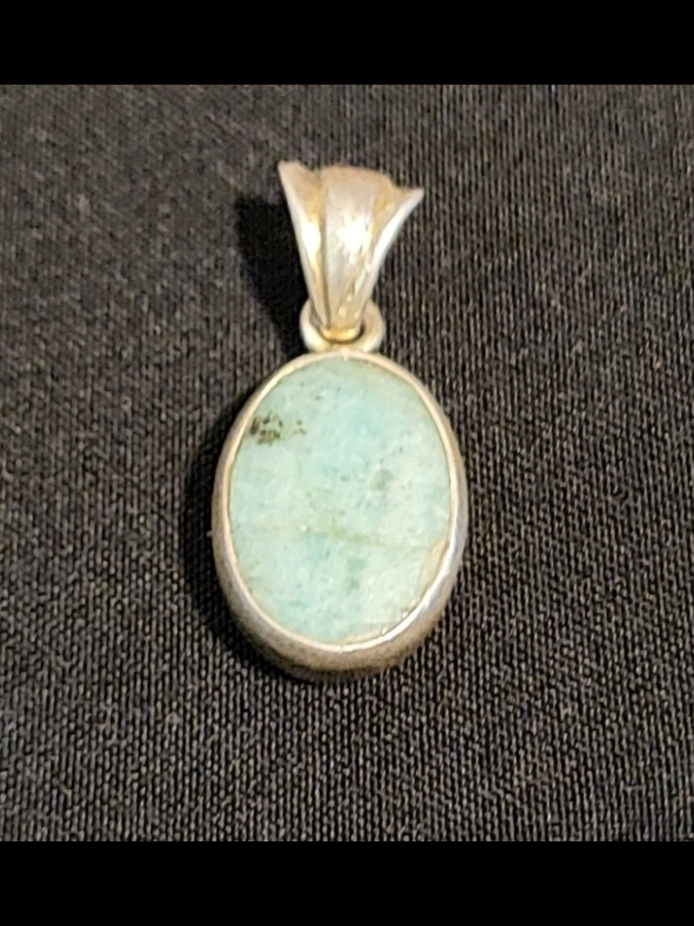 Sterling Silver Oval Aqua Stone Pendant